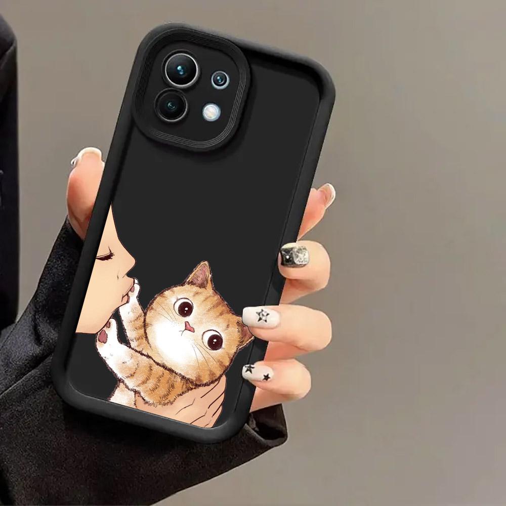 Чехол для телефона для Xiaomi 14T 14 13T Pro 12 13 11 Lite POCO F3 F5 X3 X5 X6 M5s M6 Pro Мягкий чехол Милый Прекрасный Кот Поцелуй Отказывается целоваться