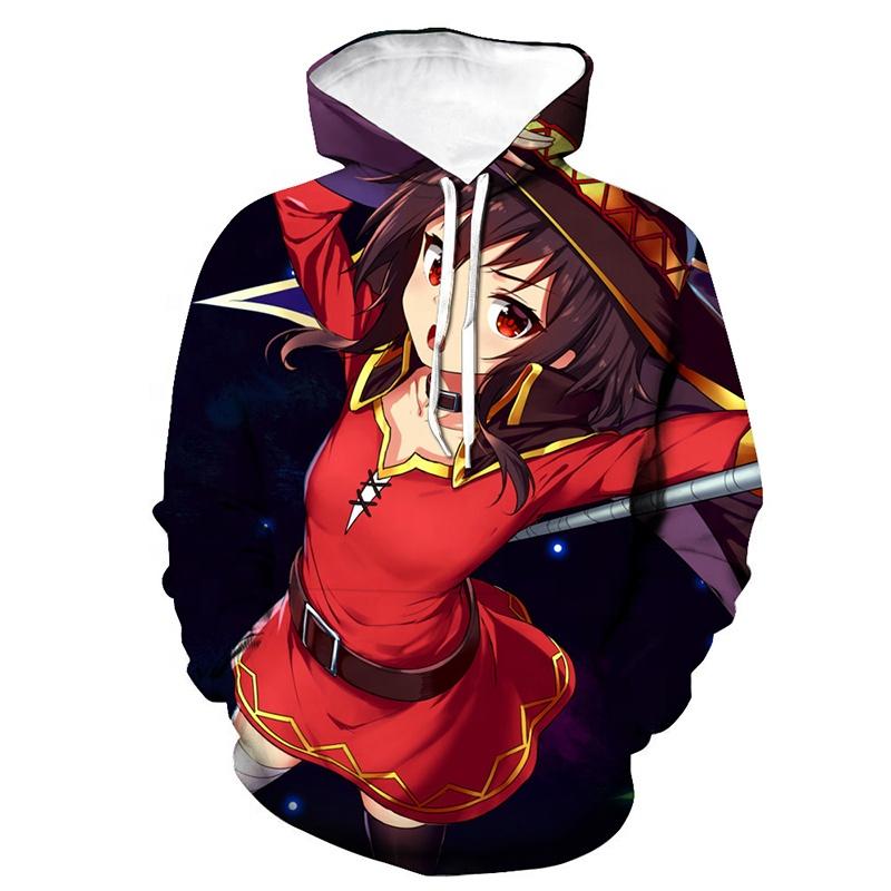 Толстовки с 3D-принтом аниме Konosuba мультфильм толстовки детские новинки унисекс топы удобные осенне-зимние длинные рукава пуловеры