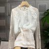 Stylish Double-Layer Embroidered Faux Silk Women's Blouse with Ruffle Trim - Q Goods!