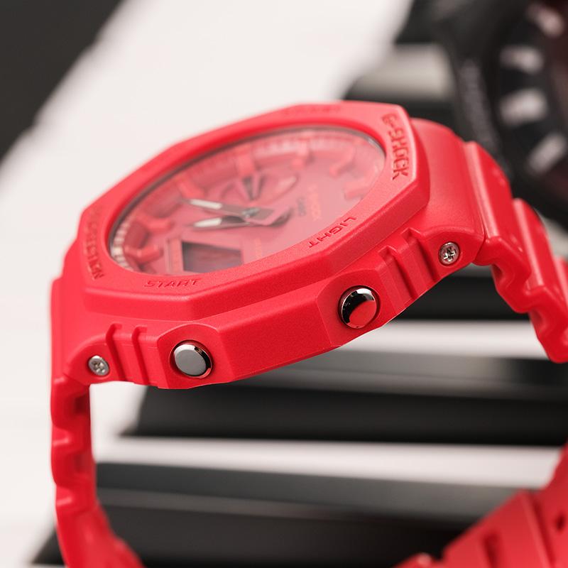 Casio G-Shock Серия для молодежи Водонепроницаемые Спортивные Кварцевые Часы Ремешок из Смолы Мужские Часы Красные GA-2100-4APR