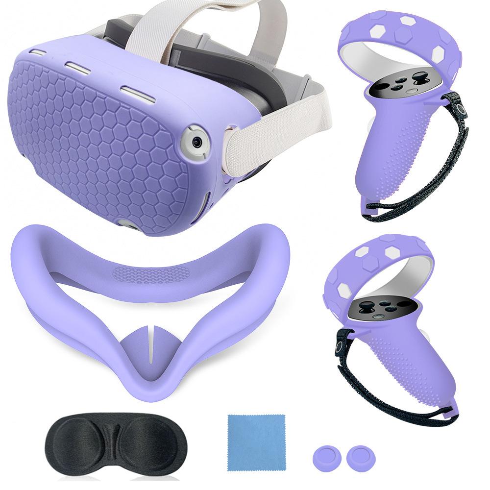 For Oculus Quest 2 Silicone Protective Cover Set 7 in 1 Anti-Leakage Nose Pad Mask Case Replacement Vr Silicone Case Accessories