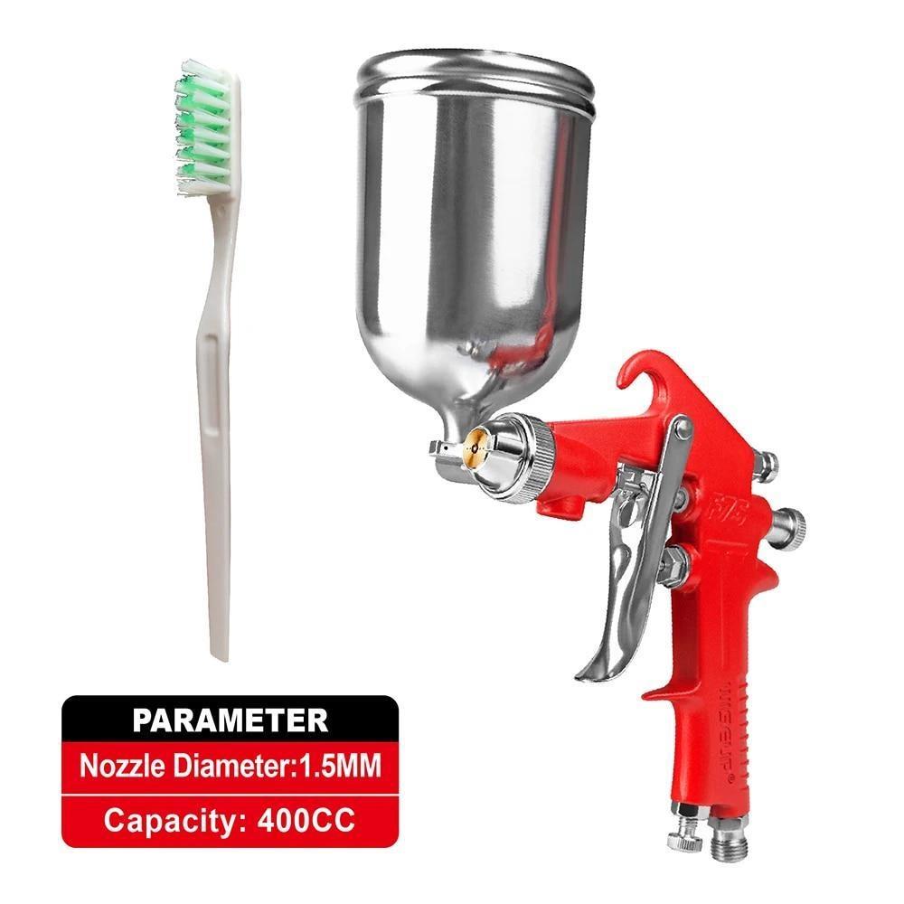 WISEUP Professional Sandblasting Gun 1.5mm Nozzle Gravity Spray Gun For Car Painting Sprayer Pneumatic Airbrush DIY Painting Kit