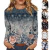 Женский модный повседневный пуловер с круглым вырезом и длинным рукавом с цветочным принтом