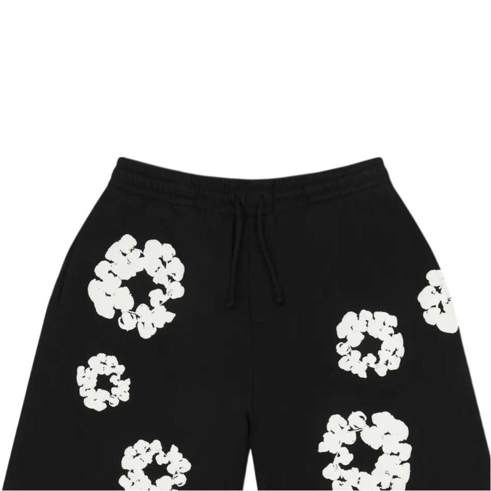 Denim Tears Хлопковые Шорты с Принтом 'Хлопковый Венок' Черные Мужские Низ SS25BRS2952054