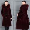 Women's Mid-Length Faux Mink Velvet Hooded Coat - Slimming, Thick, Plus Size for Autumn/Winter