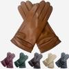 Women's Winter Gloves High Quality Really Black Sheepskin Leather Gloves Girl Winter Cold Gloves Long Black Gloves Woman