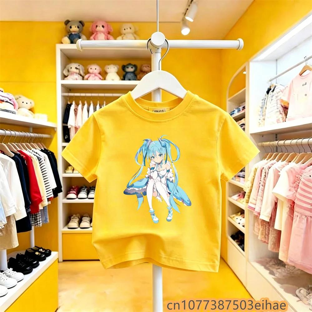 Hatsune Miku Cobranded Solid Base Pure Cotton Short Sleeve Vivid Anime Printed Casual Unisex New Arrival Summer Clothing