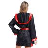 Womens Boxing Ring Outfit V Neck Tank Top Skirt Hooded Coverup Belt Halloween Cosplay Costume Set