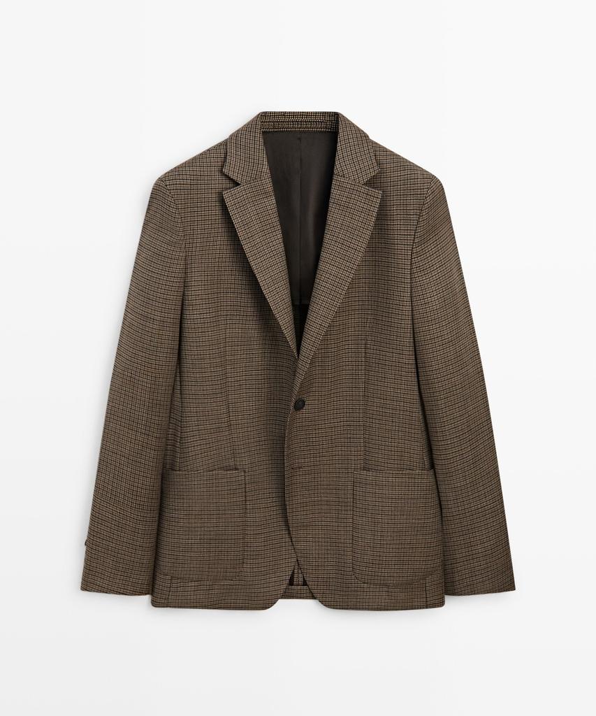 Massimo Dutti 100% Wool Houndstooth Blazer