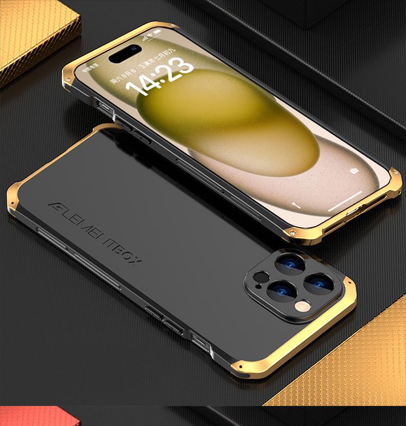 Алюминиевый металлический прочный каркас для iPhone 15 Pro MAX, роскошный чехол-бампер для IPhone 14 13 12 11 Pro, противоударный матовый защитный чехол для ПК