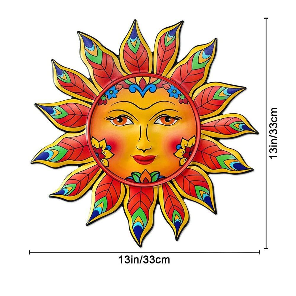 New Metal Sun Wall Decor Friendly Face Funny Wall Art Decoration Sun Flower Hanging Decoration Living Room Bedroom