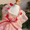 2026 Spring Summer Pet Dog Clothes Fashion Cute Strawberry Print Bow Pink Princess Dress For Small Medium Dog Puppy Overalls