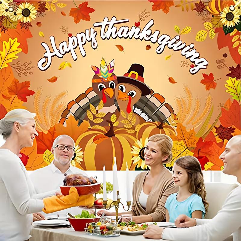 2D Cheerful Happy Thanksgiving Turkey Photography Background