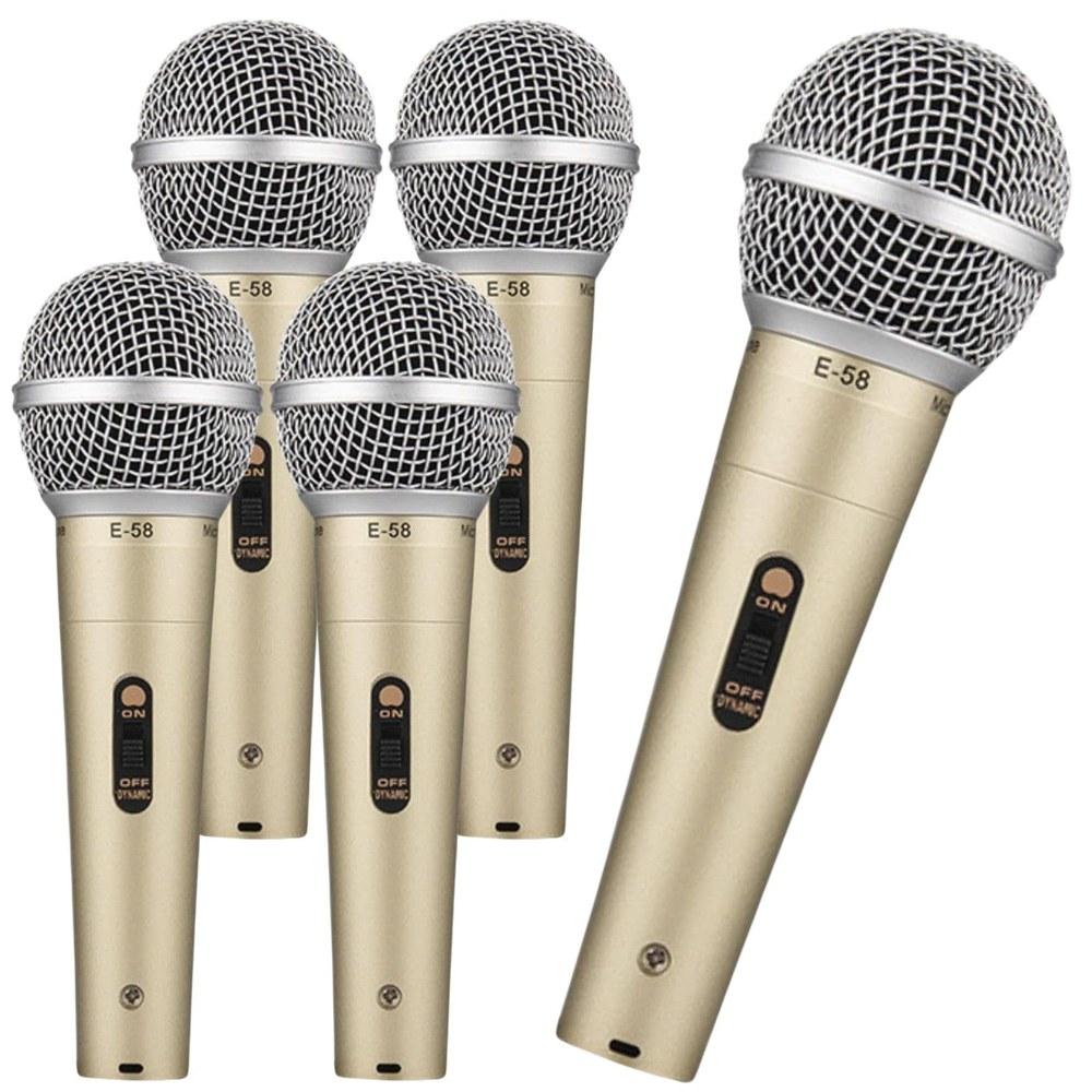 Fujirec Dynamic Microphone 10-Piece Set XLR Phone Cables Vocal Wired Hand Microphone Gold