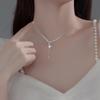 Ожерелье из стерлингового серебра 925 пробы в корейском стиле с бриллиантами и цирконами, геометрическая цепочка на ключицу, простая цепочка с каплей воды, свитер, ожерелье, кулон