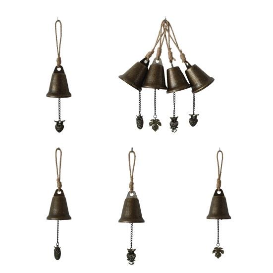 Vintage Hanging Bell Rustic Metal Wind Chime Retro Hanging Wind Bell with Owl