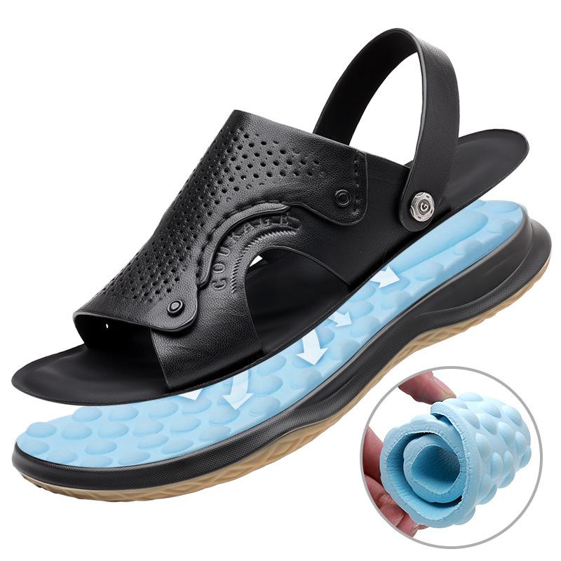 Fashion Summer Fashion Leather Soft Soled Men's Sandals Designer Leather Casual Beach Men Shoes Platform Slippers Male Zapatillas Hombre
