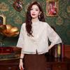 Spring Long Sleeve Mandarin Collar Embroidered Shirt for Women
