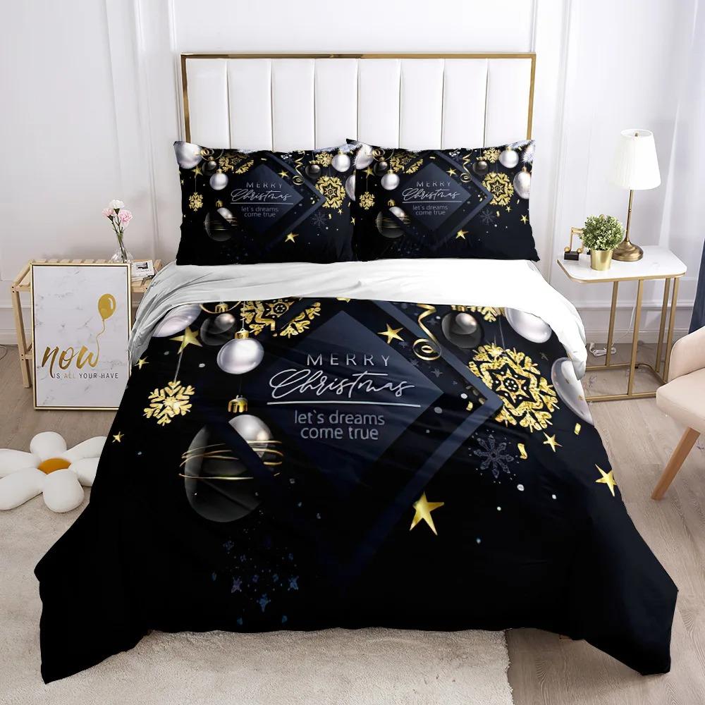 Chirstmas Duvet Cover KidS Bedroom 3D Cartoon Merry Chirstmas Twin Bedding Collection Polyester Santa Claus Happy New Year Quilt Cover