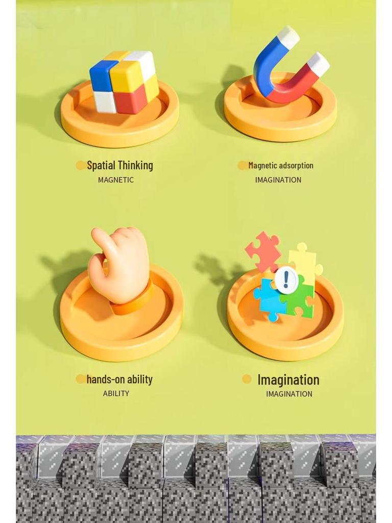 Магнитные кубики-конструкторы - Сильный магнитный пазл-игрушка для мальчиков и Архитектурные модели