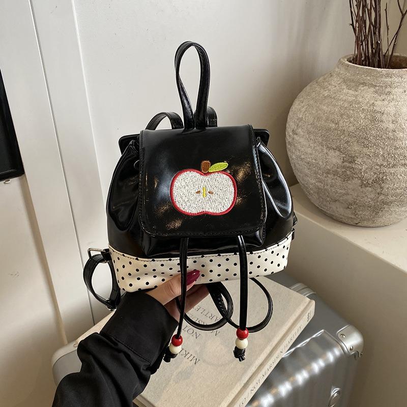 Cartoon Apple Flip Women's Backpack Fashion Niche Design Sweet Polka Dot Cute Mini Backpack