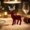 Elegant Holiday Home Decor Christmas Flocking Elk Statue, Red Plush Reindeer Ornament, Cute Seated Soft Animal Figurines Standing Deer Sculpture