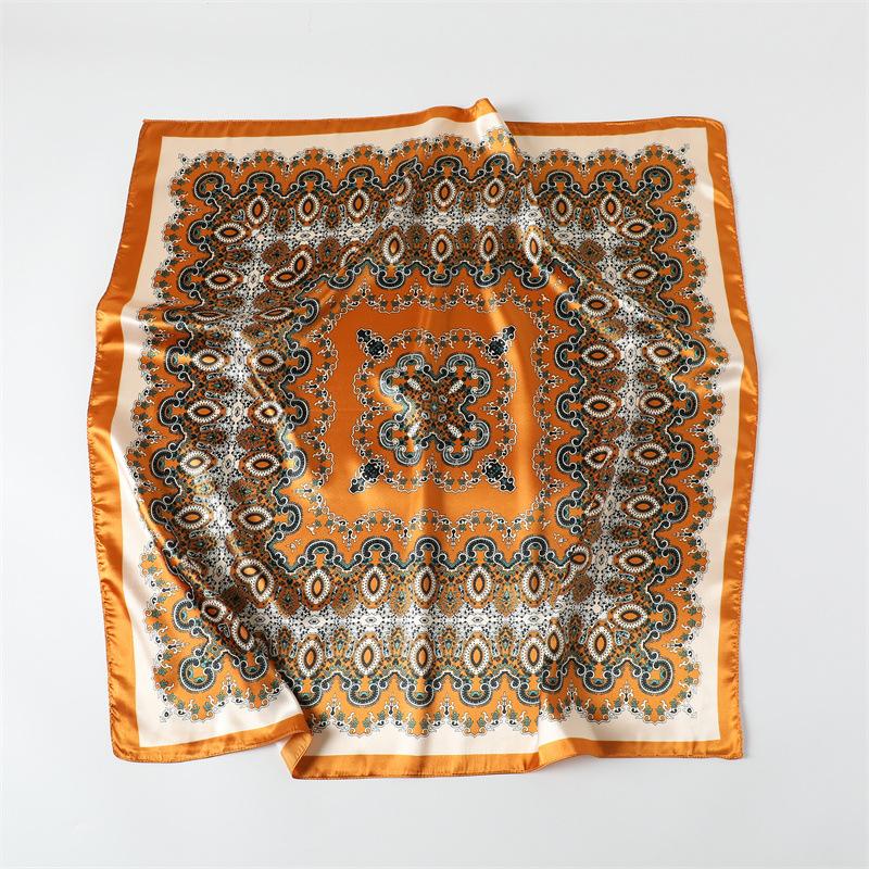 Silk scarf shawl scarf 91 imitation silk sunscreen women's satin headscarf European and American retro satin printed large square scarf new