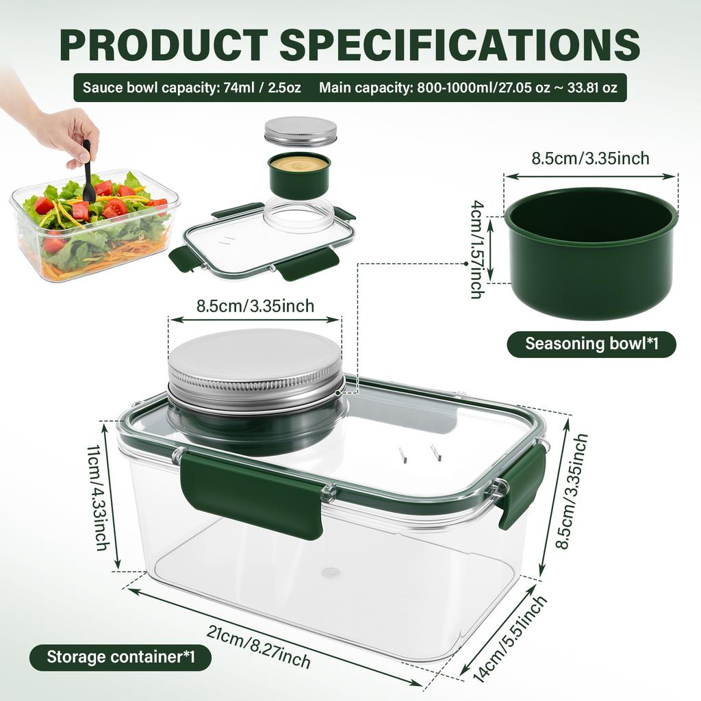 Salad Pod with Dressing Cup Portable Leakproof Salad Jars with Lid Meal and Snack Container Mason Jars for Office Picnic Travel