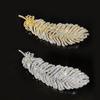 Korean Diamond Feather Alloy Hairpin with Rhinestone Leaf Design for Women