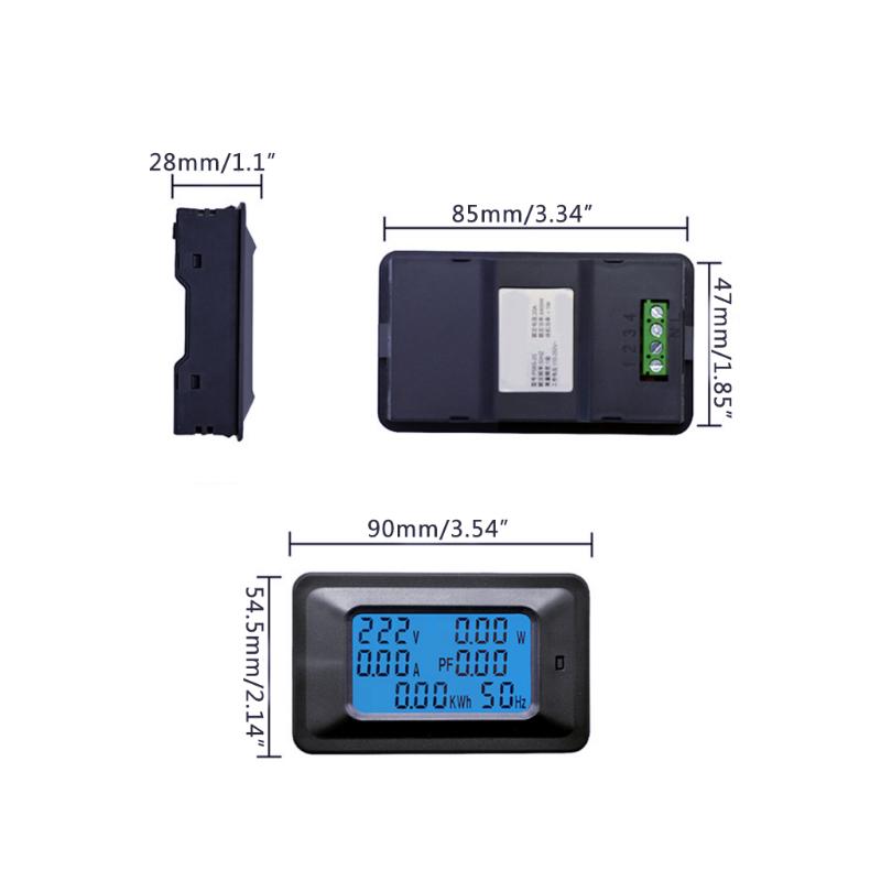 20/100A AC LCD Digital Panel Power Watt Meter Monitor Voltage KWh Voltmeter Ammeter Electical Meter P06S-20 Aug.