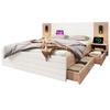 Lit double - MUVOE - 140 x 200 cm - Bois massif - 2 tiroirs - Chargeur USB intégré