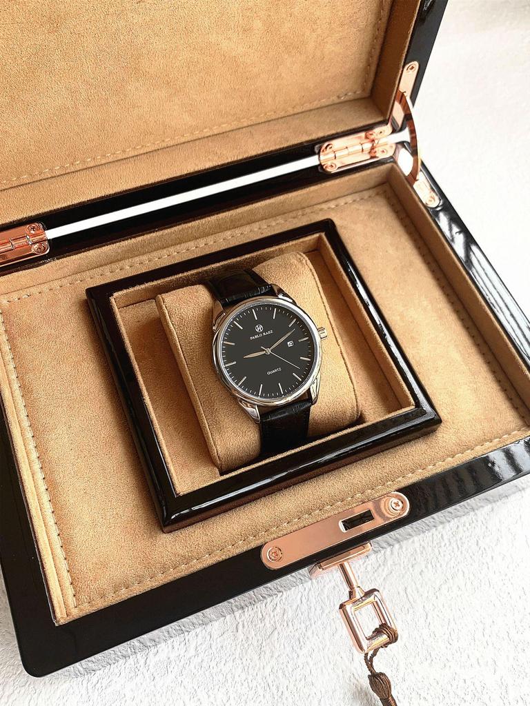 Мужские черные водонепроницаемые кварцевые часы PABLO RAEZ с датой