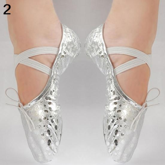 Women Girl Little Princess Shining Faux Leather Ballet Gymnastics Dance Shoes