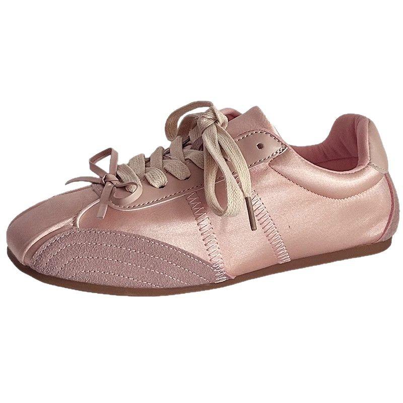 Ретро мода бант розовые кроссовки 2025 весна новые ремни повседневные туфли Форрест Гамп немецкие кроссовки женская обувь
