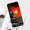 Чехол для телефона Ukiyo Океанские волны Для Samsung S25, S24, S21, S22, S23, S30, Ultra, S20, Plus, Fe, Lite, Note, 10 Черный Мягкий