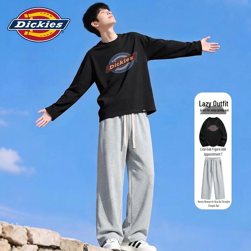 Комплект из хлопковой футболки с длинным рукавом и прямых брюк Dickies