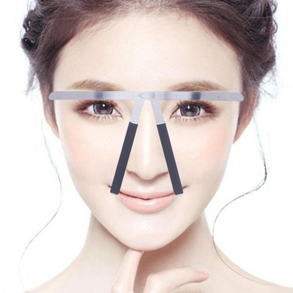 Stainless Steel Eyebrow Positioning Ruler Eyebrow Golden Ratio Caliper 3-Point Positioning Ruler Microblading Brow Guide Measuring Tool