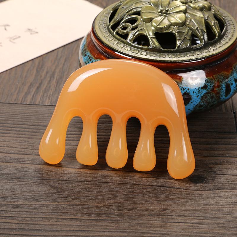 1 Teeth Head Acupoint Massage Comb Resin Big Teeth Big Teeth Meridian Blood 1-Paw Half Round Shap Comb for Stress Relief