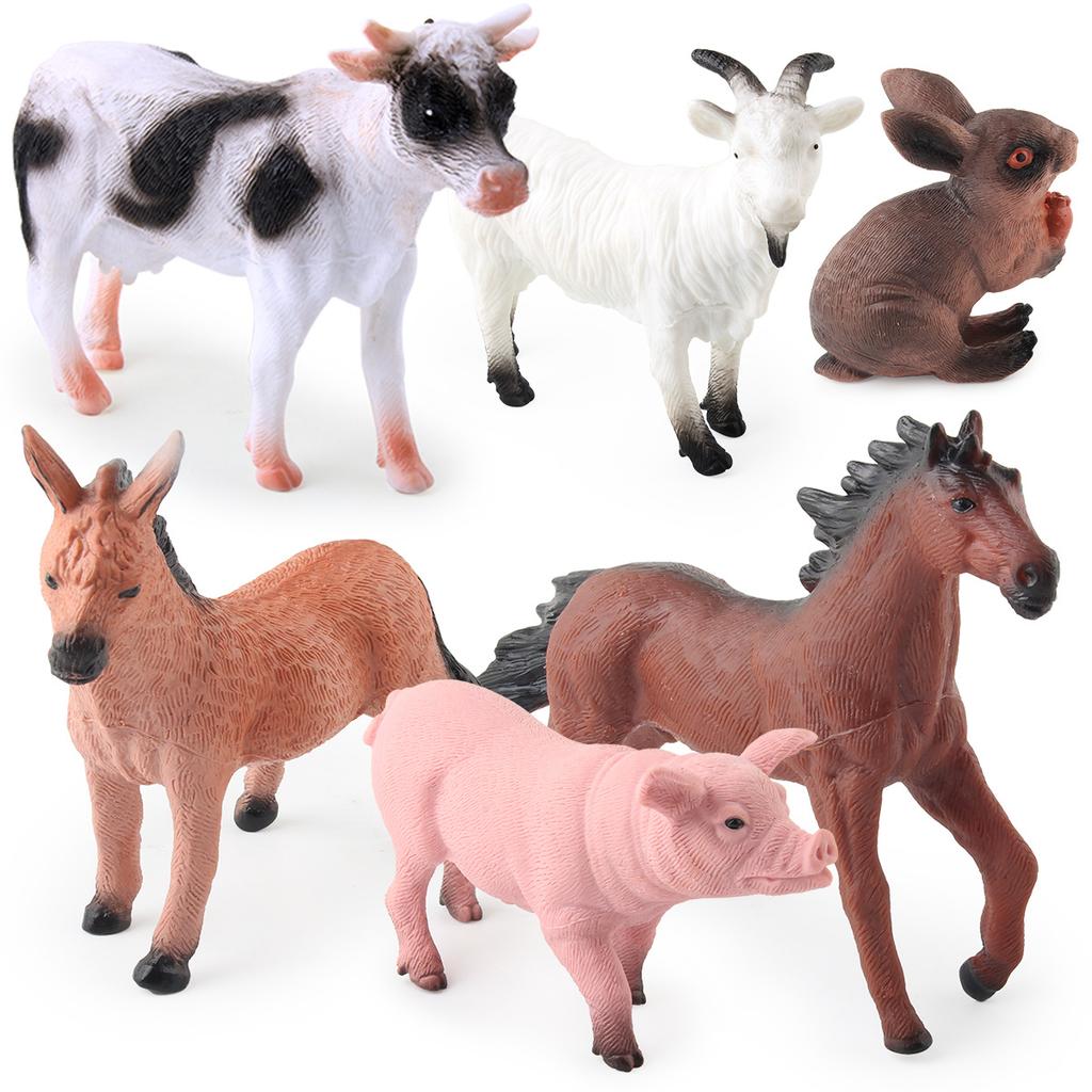 Direct Supply Simulation Cotton-Filled Washable, Ecological Farm Ranch Animal Set Static Model Ornament Toy