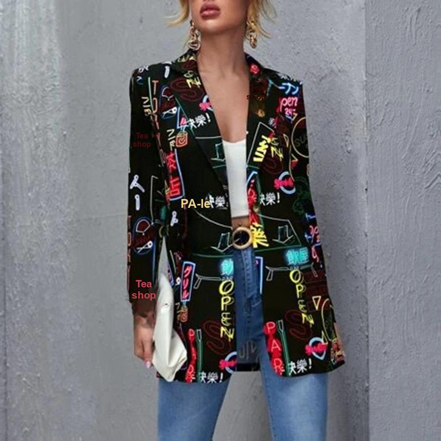 Женское весенне-осеннее модное пальто с принтом, повседневный длинный пиджак для миниатюрных