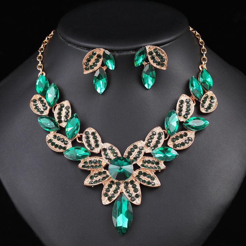 Party Evening Vintage Statement Luxury Crystal Necklace Set for Women