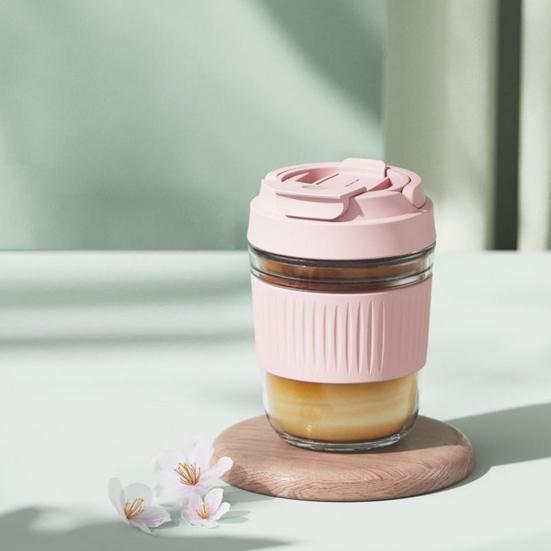 Портативный стеклянный стакан с силиконовой трубочкой 350/500 мл герметичная многоразовая кофейная кружка для офиса