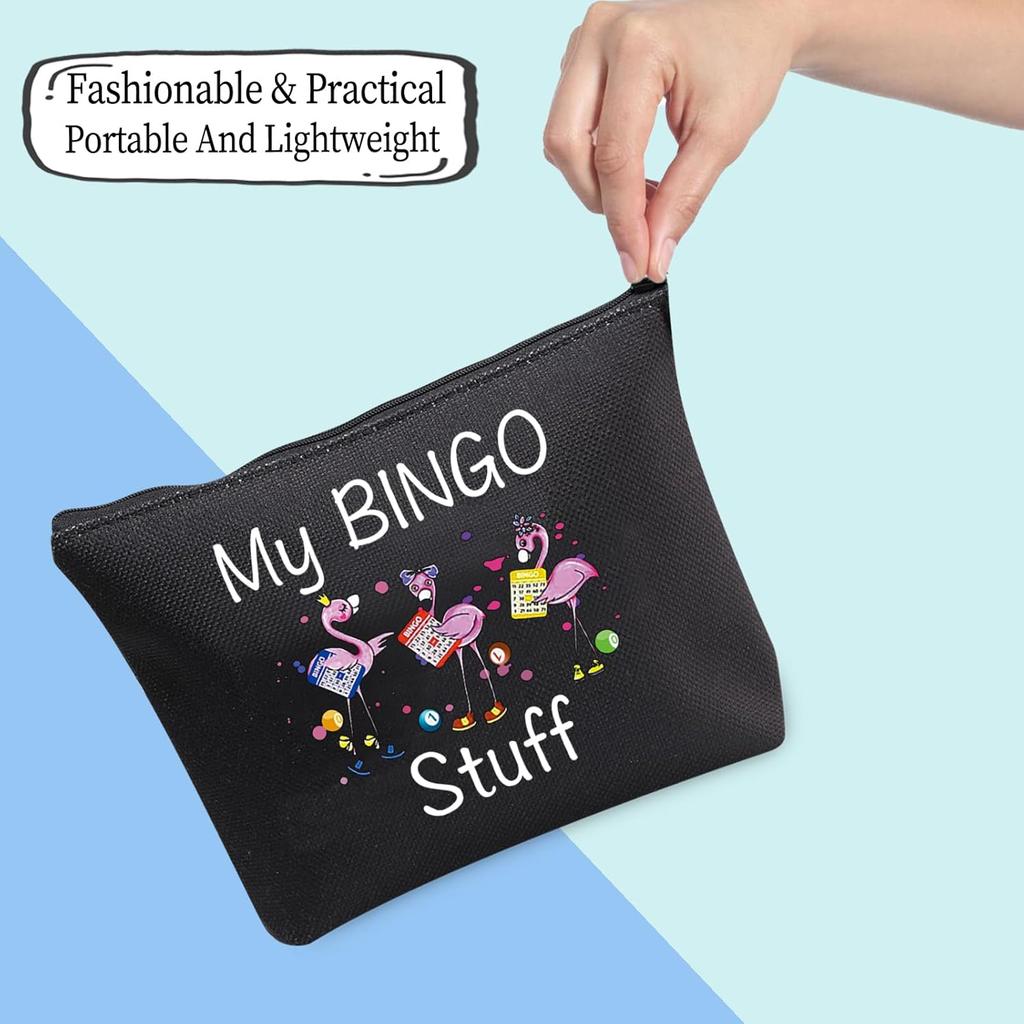 JXGZSO Fun Bingo Cosmetic Makeup Bag - Lucky Bingo Player Gift (Black)