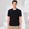 Mulberry Silk & Flax Cotton Summer Versatile Solid Color Business Leisure Honeycomb Beaded Floor Men's Short-sleeved T-shirt