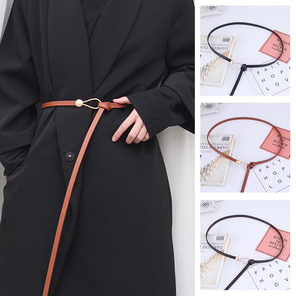 Простой пояс с пряжкой из сплава и узлом, темпераментный стильный регулируемый пояс из искусственной кожи, пояс для украшения талии для женщин