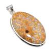 Fossil Coral Gemstone 925 Solid Sterling Silver Jewelry Pendant 2.40" SU-10236