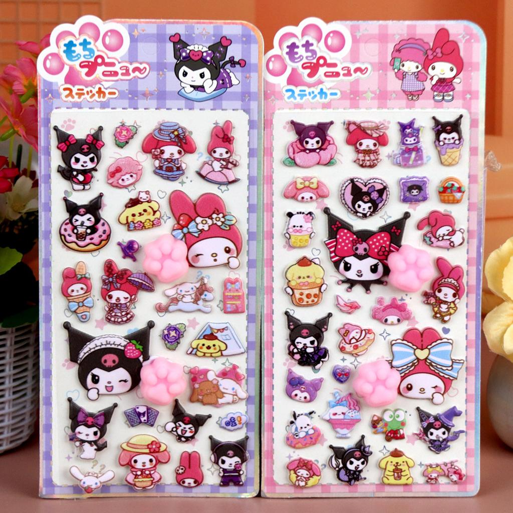 Sanrio Soft Pinched Happy Soft Cute Cat Claw Decompression Sticker Bubble Sticker Phone Case Decoration Sticker Birthday Gifts
