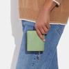 Coach Кошелек на кнопке 11 однотонный с логотипом с логотипом с узором «галька» кожаный держатель для карт кошелек мини женский травянисто-зеленый