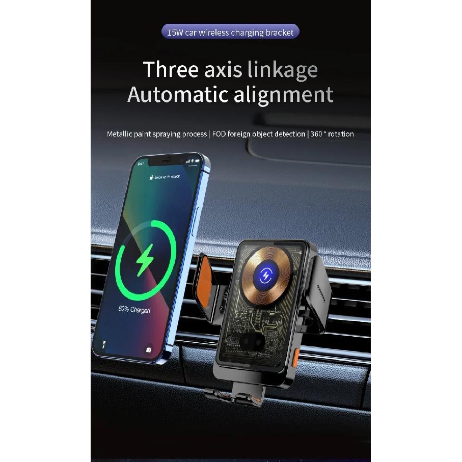 Car Wireless Charger Air Vent Clip Phone Holder Stand For iPhone 16 15 14 13 12  Pro Max Samsung S24 S23 S22 Mount Fast Charging
