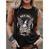 2024 New Summer Street Fashion Women's Crew Neck Tank Top Everyday Casual Women's Sleeveless T-shirt 3D Eagle And Skull Print